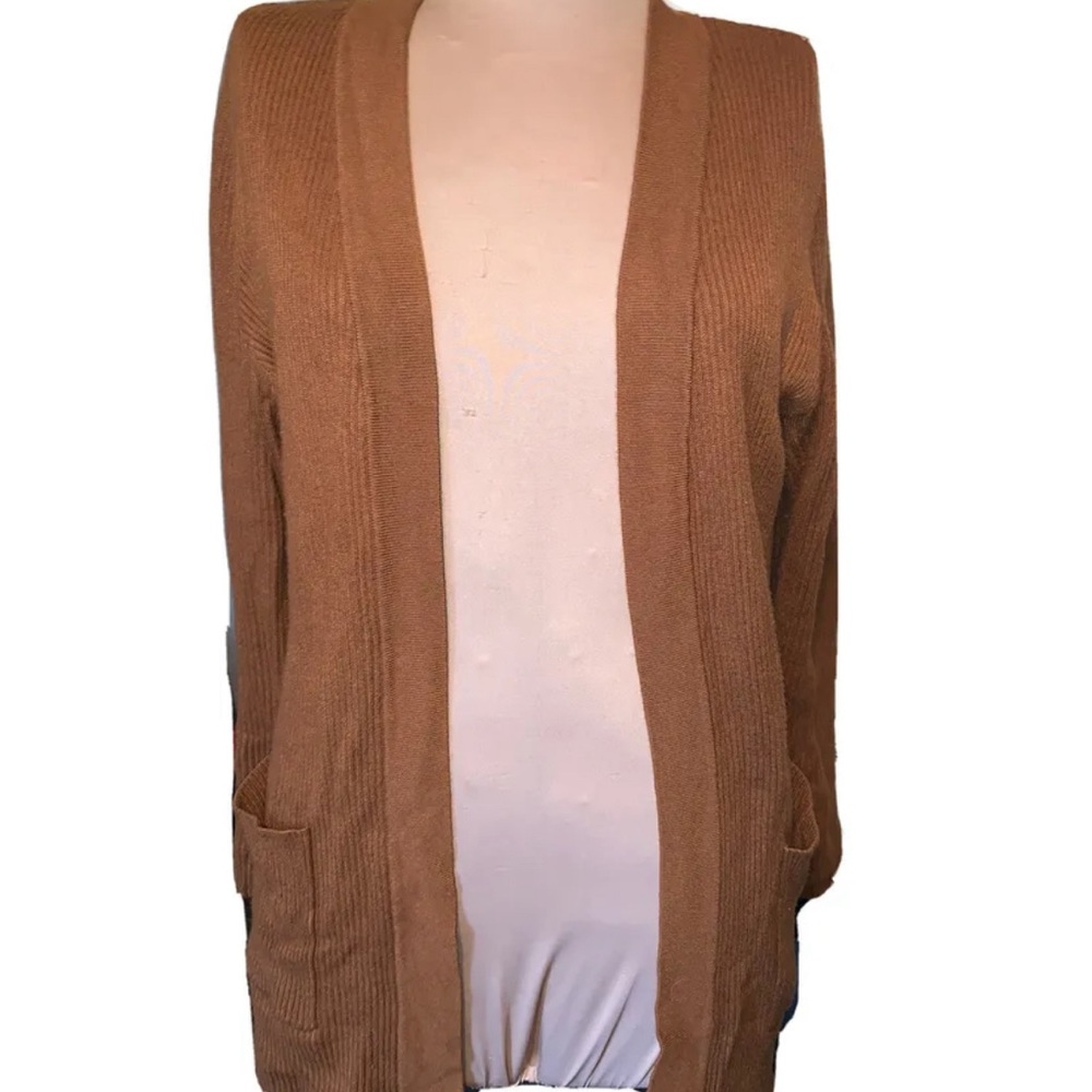 Whisper Knit By Louis Dell'Olio Autumn Brown Long Fall Cardigan Sweater Topper